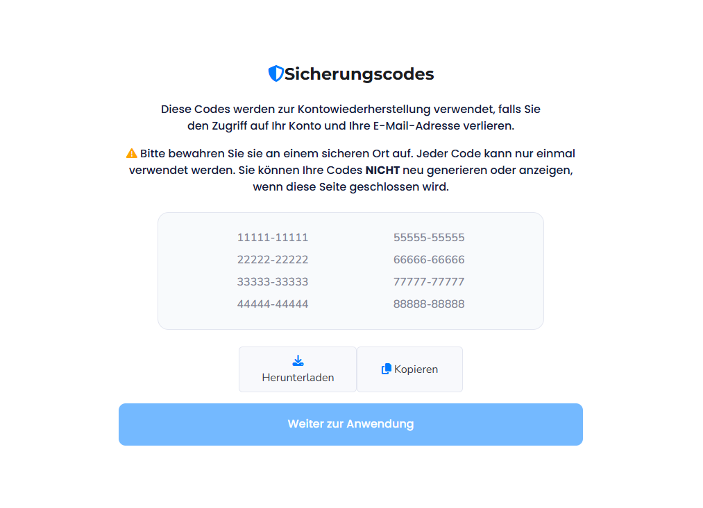 Login with backup code