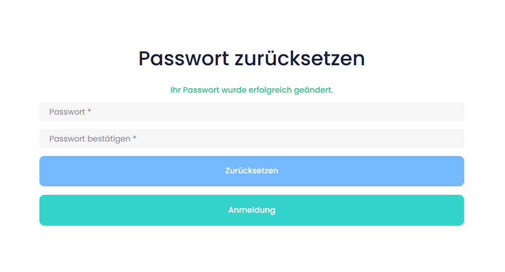 Reset password page