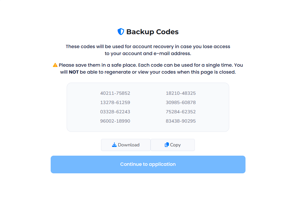 Login with backup code