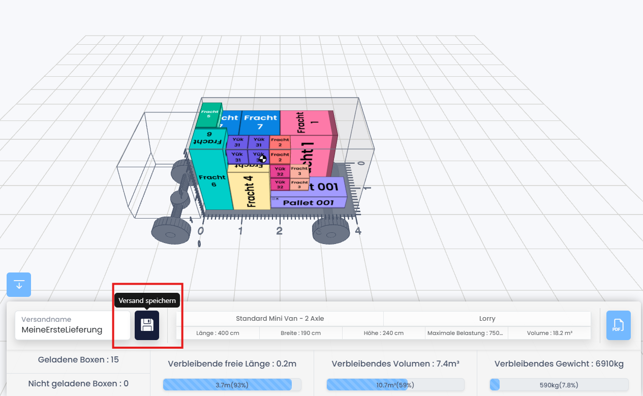 Save shipment dialog
