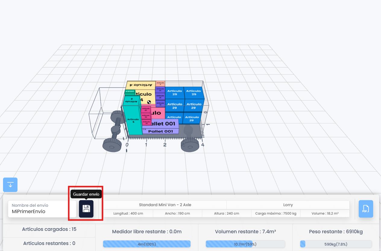 Save shipment dialog