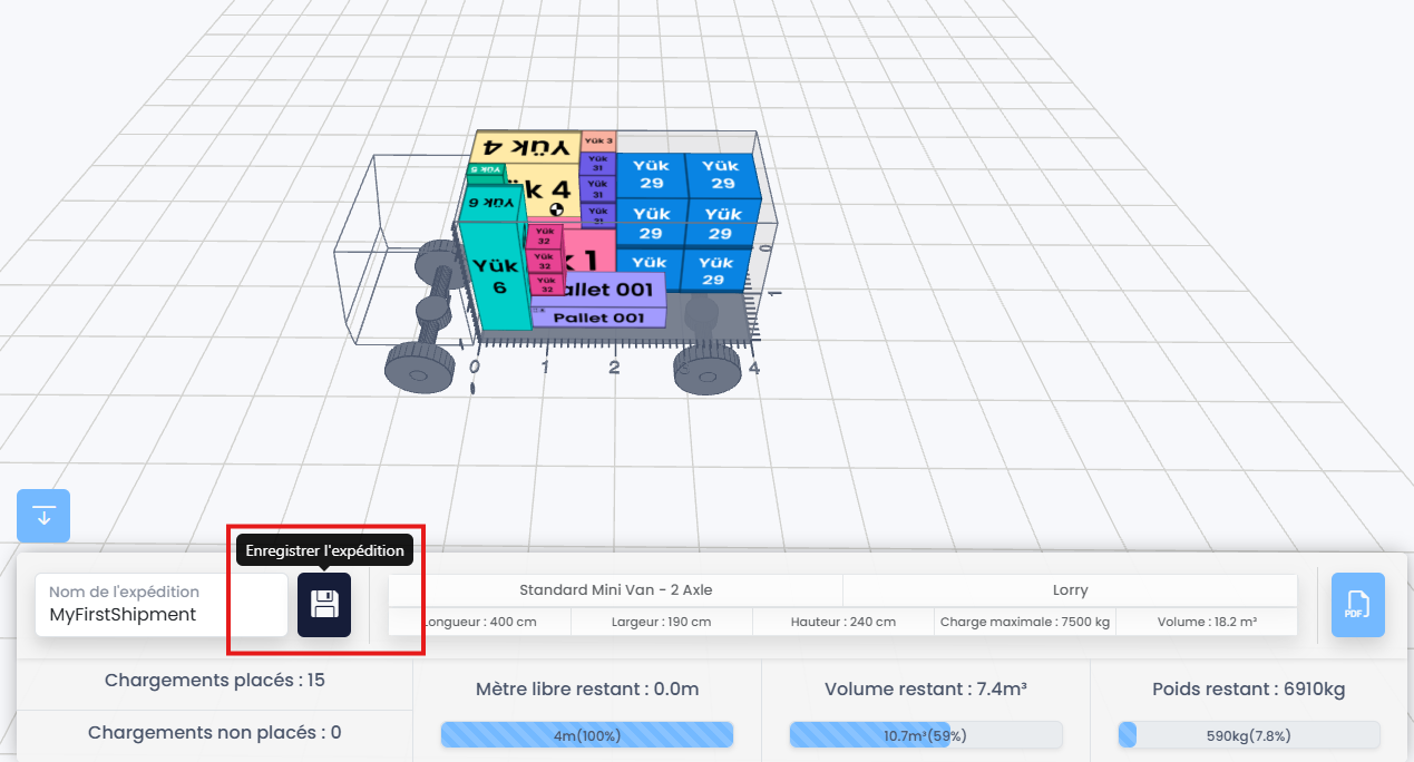 Save shipment dialog